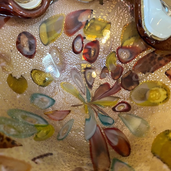Murano Italy “Tutti-frutti” MCM Art Glass Bowl Multi-colored With Gold Flecks - Picture 5 of 11